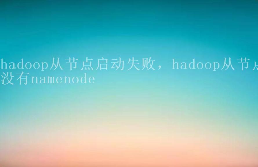 hadoop从节点启动失败，hadoop从节点没有namenode2