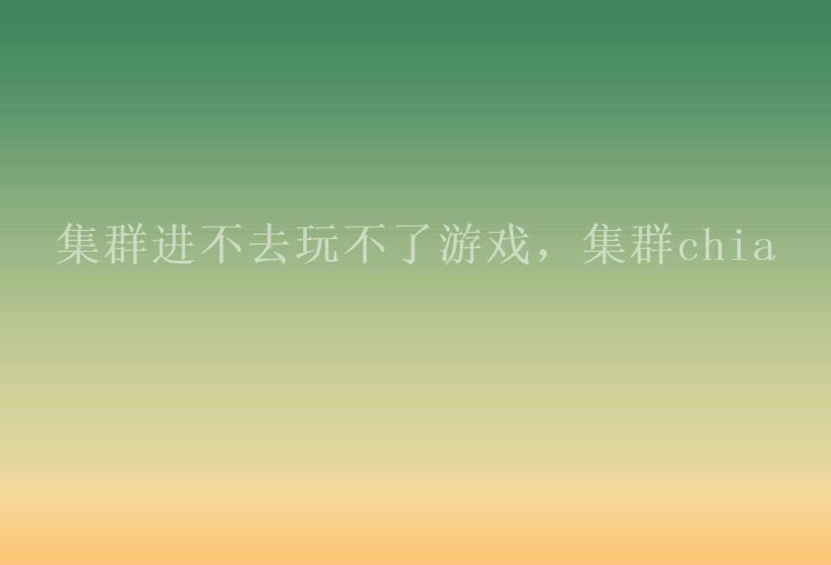 集群进不去玩不了游戏，集群chia2