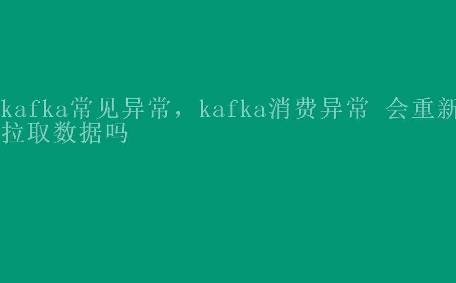 kafka常见异常，kafka消费异常 会重新拉取数据吗1