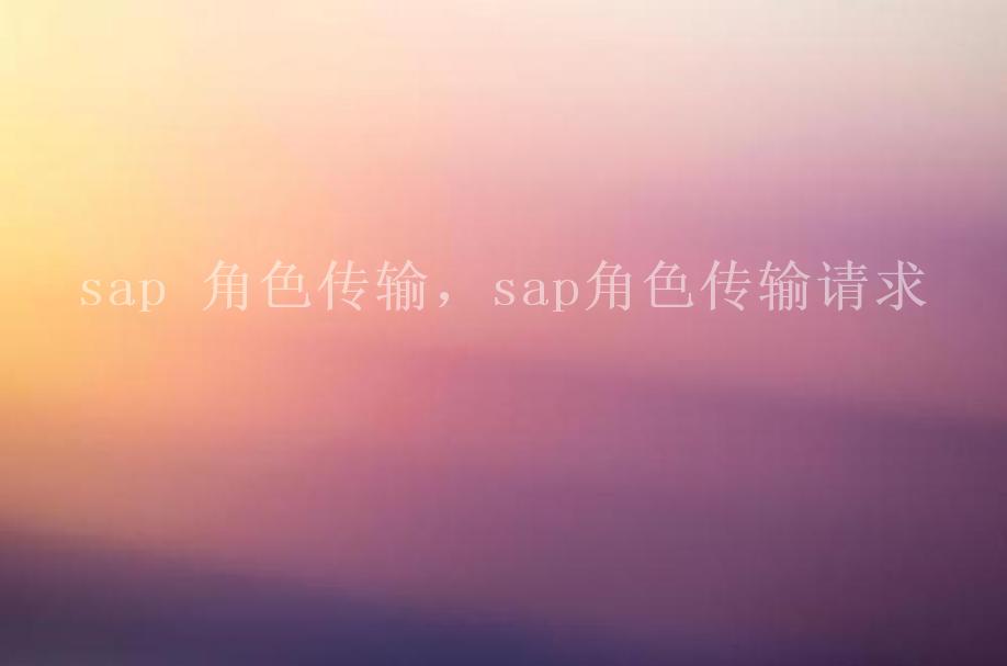 sap 角色传输，sap角色传输请求1