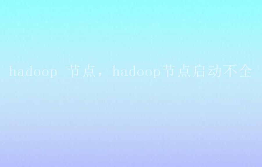 hadoop 节点，hadoop节点启动不全2