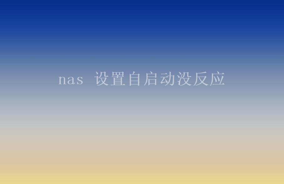 nas 设置自启动没反应1