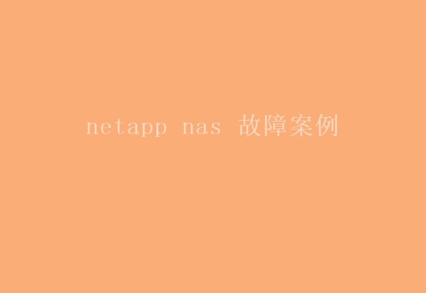 netapp nas 故障案例1