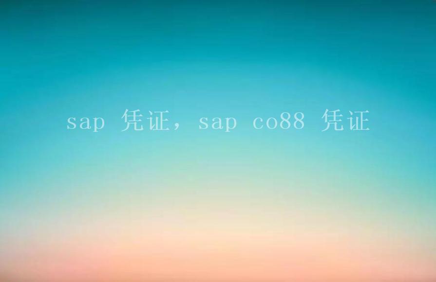 sap 凭证，sap co88 凭证1