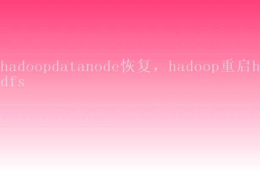 hadoopdatanode恢复，hadoop重启hdfs1