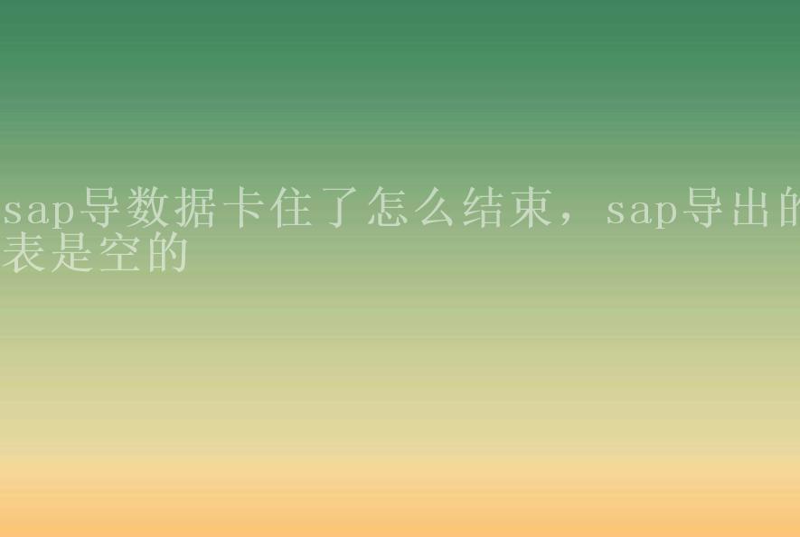 sap导数据卡住了怎么结束，sap导出的表是空的1