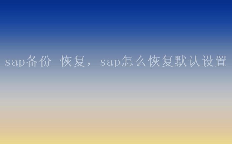 sap备份 恢复，sap怎么恢复默认设置2