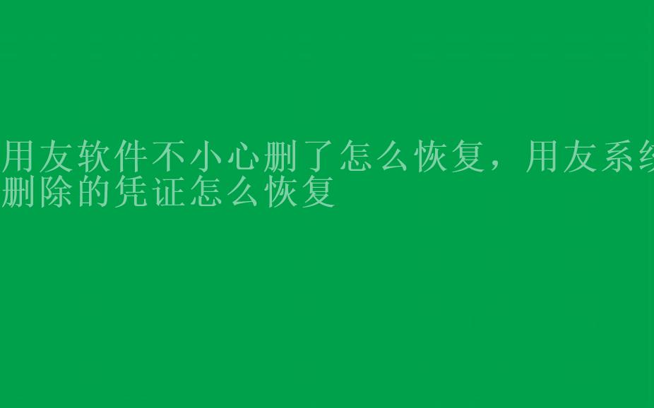 用友软件不小心删了怎么恢复，用友系统删除的凭证怎么恢复2