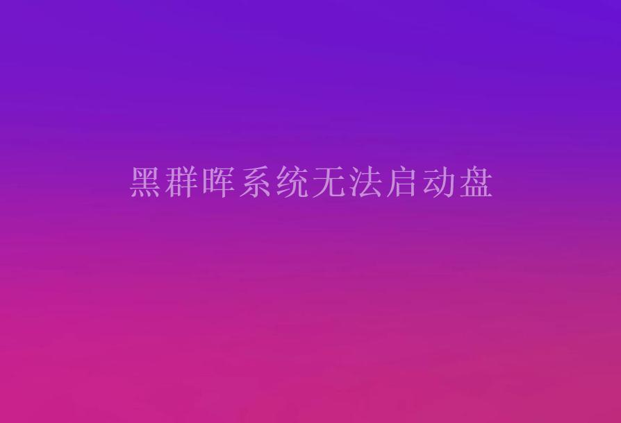 黑群晖系统无法启动盘2