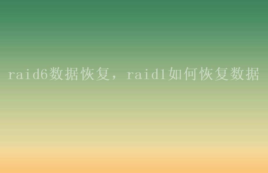 raid6数据恢复，raid1如何恢复数据1