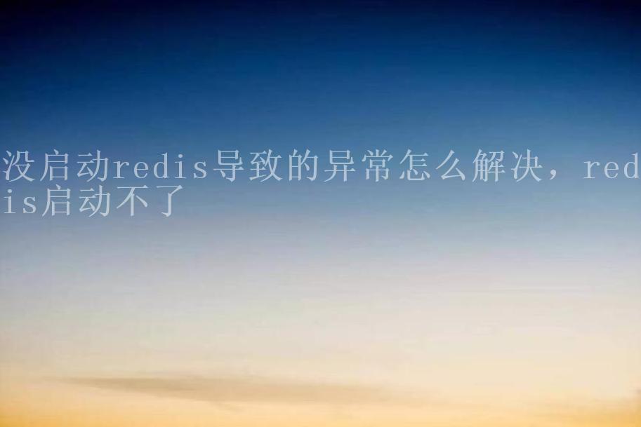 没启动redis导致的异常怎么解决，redis启动不了2