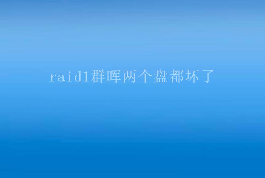 raid1群晖两个盘都坏了1