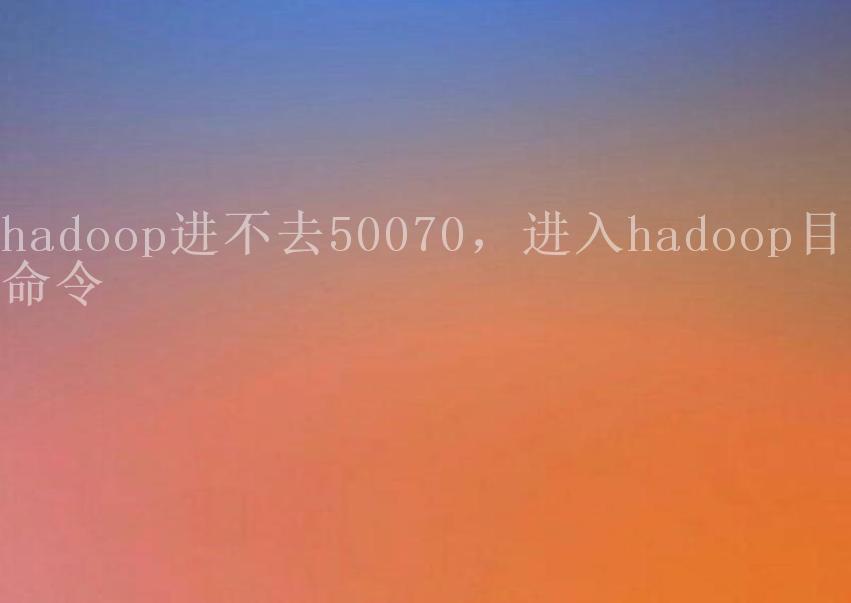 hadoop进不去50070，进入hadoop目录命令2