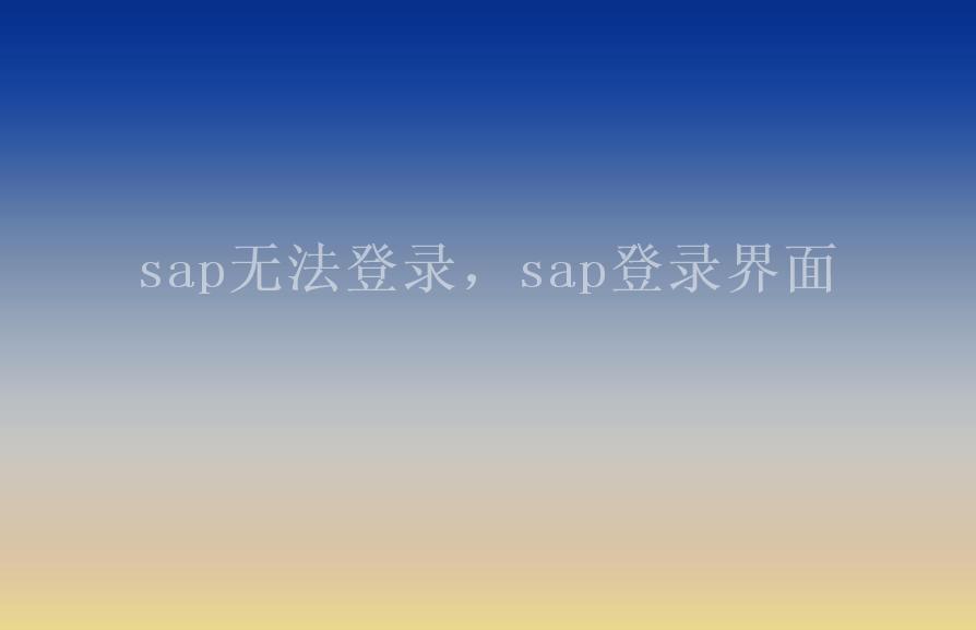 sap无法登录，sap登录界面2