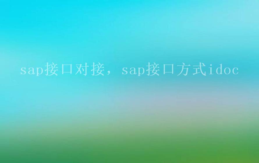 sap接口对接，sap接口方式idoc1