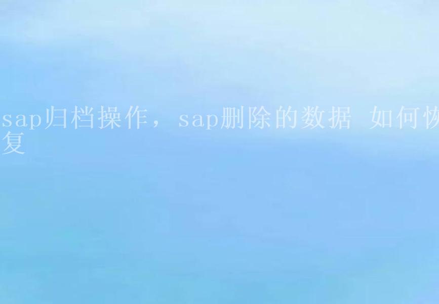 sap归档操作，sap删除的数据 如何恢复1