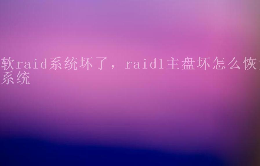 软raid系统坏了，raid1主盘坏怎么恢复系统2