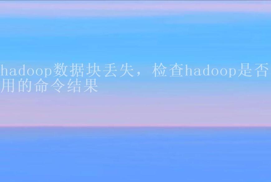 hadoop数据块丢失，检查hadoop是否可用的命令结果1