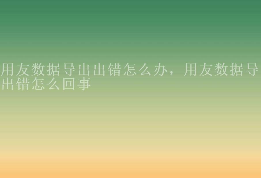 用友数据导出出错怎么办，用友数据导出出错怎么回事1