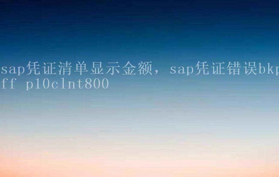 sap凭证清单显示金额，sap凭证错误bkpff p10clnt8002