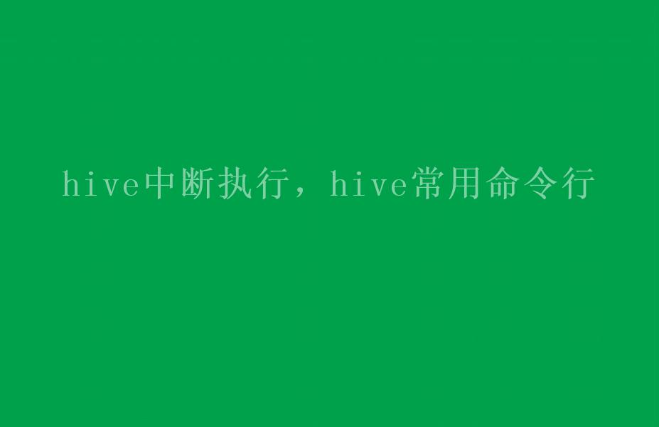 hive中断执行，hive常用命令行1