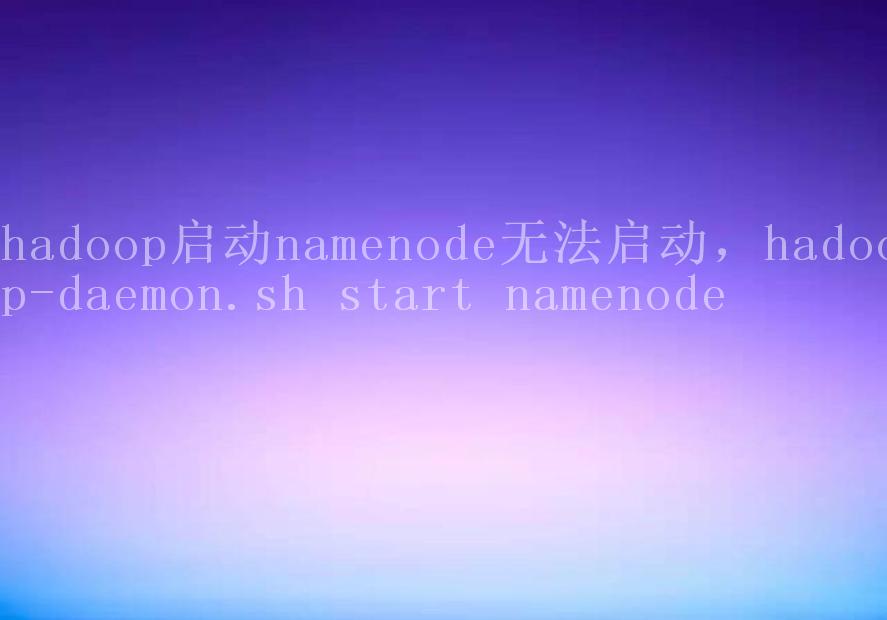 hadoop启动namenode无法启动，hadoop-daemon.sh start namenode2