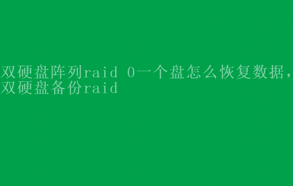 双硬盘阵列raid 0一个盘怎么恢复数据，双硬盘备份raid2