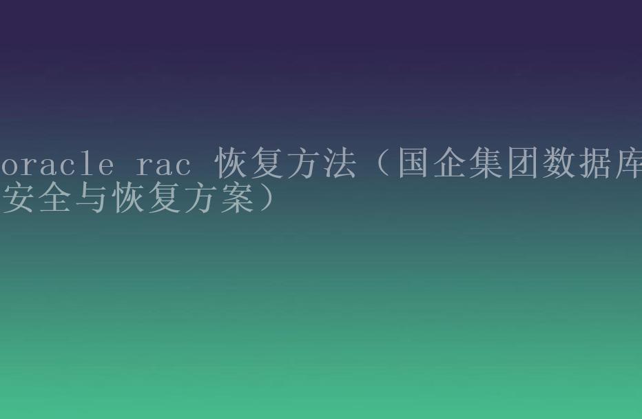 oracle rac 恢复方法（国企集团数据库安全与恢复方案）1