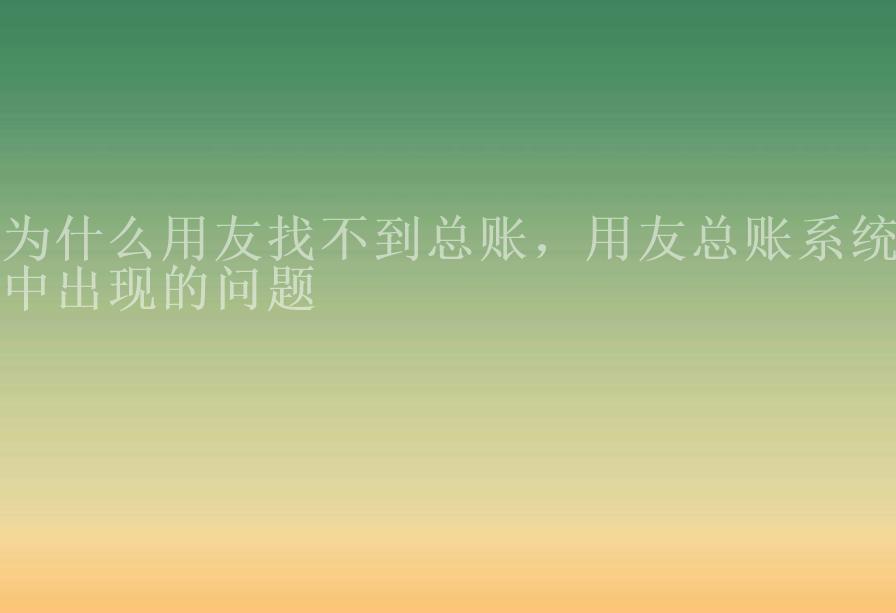 为什么用友找不到总账，用友总账系统中出现的问题2