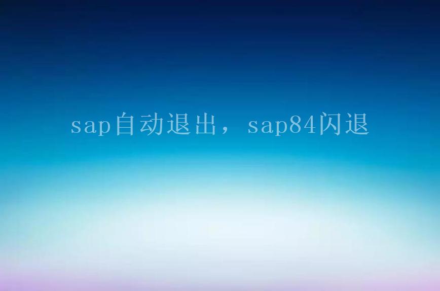 sap自动退出，sap84闪退2