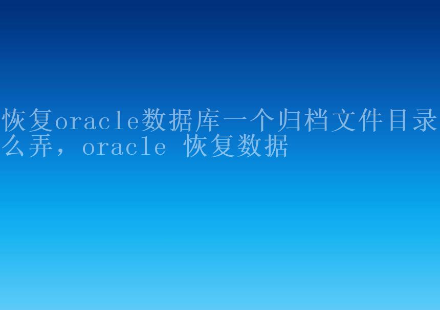 恢复oracle数据库一个归档文件目录怎么弄，oracle 恢复数据1