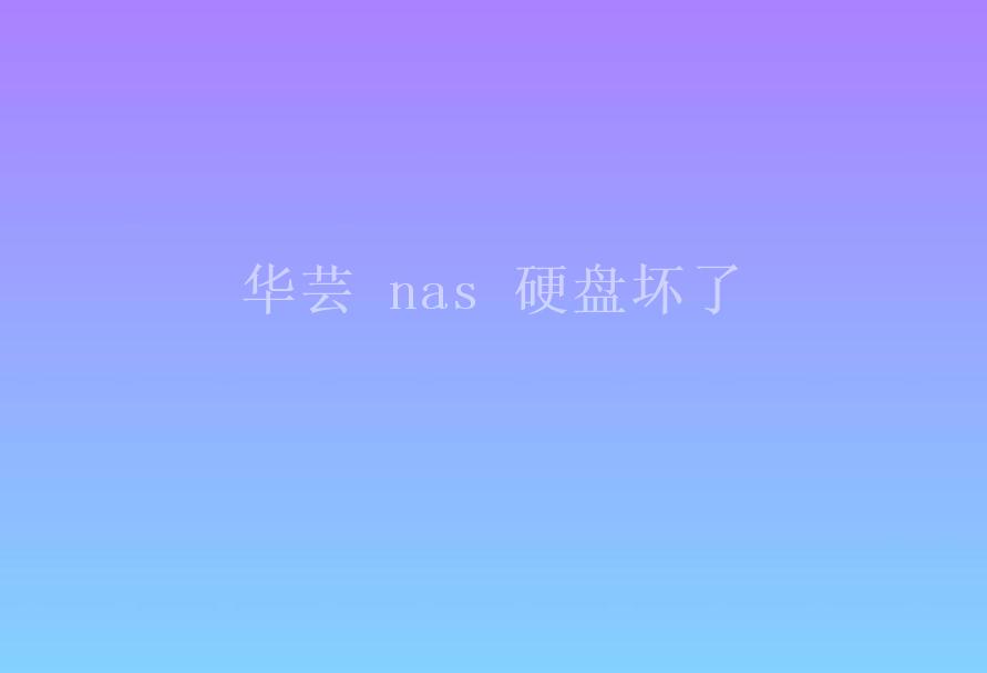 华芸 nas 硬盘坏了2