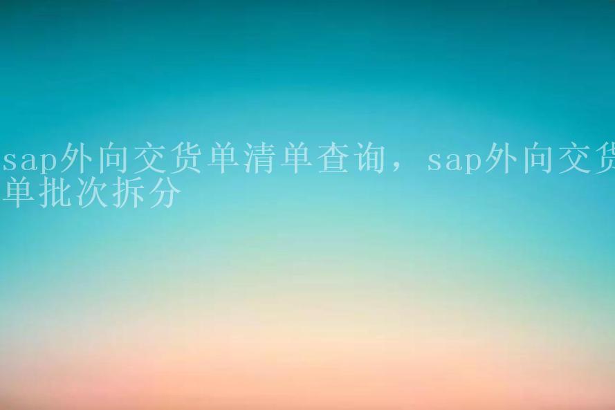 sap外向交货单清单查询，sap外向交货单批次拆分1