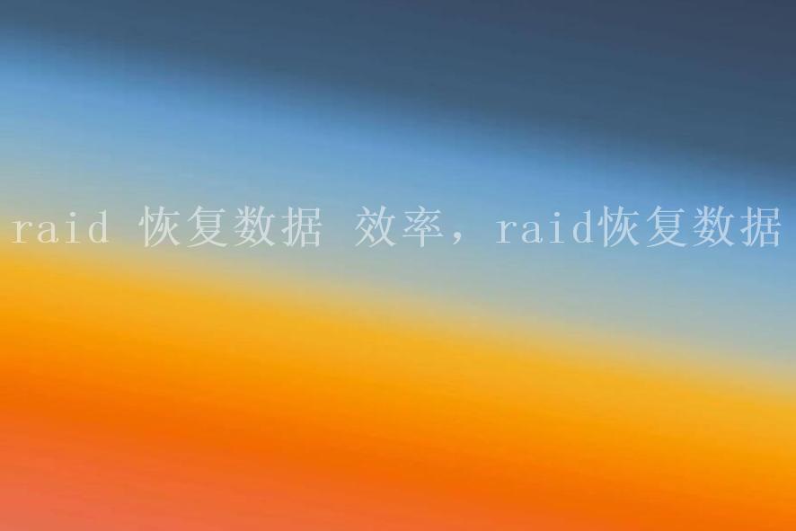 raid 恢复数据 效率，raid恢复数据2