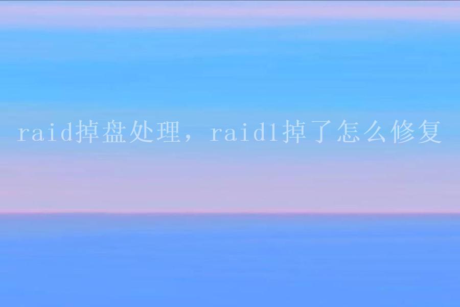 raid掉盘处理，raid1掉了怎么修复2