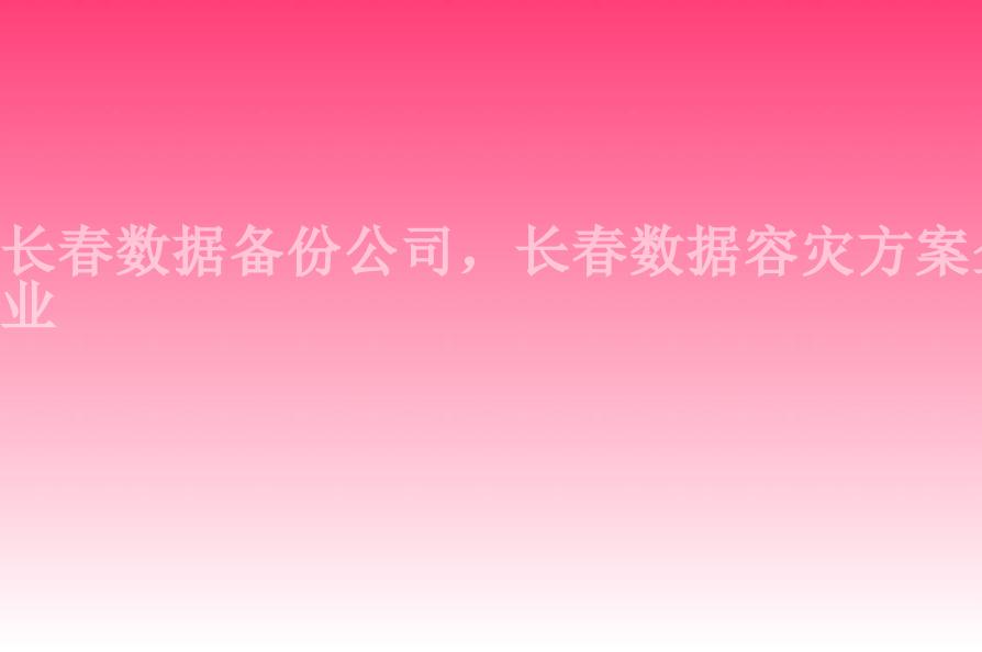 长春数据备份公司，长春数据容灾方案企业2