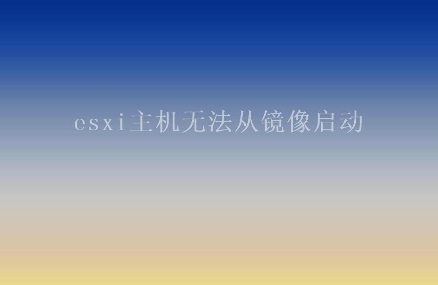 esxi主机无法从镜像启动2