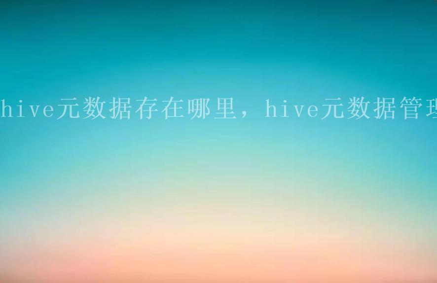 hive元数据存在哪里，hive元数据管理2