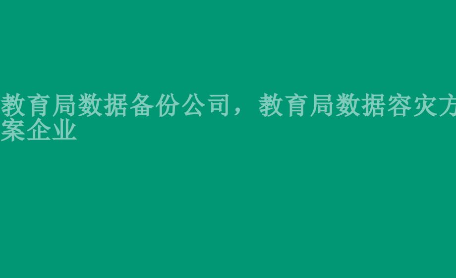 教育局数据备份公司，教育局数据容灾方案企业2