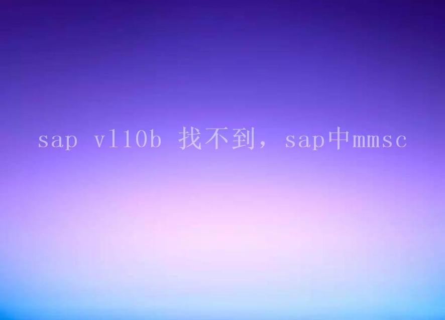 sap vl10b 找不到，sap中mmsc1