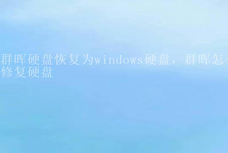 群晖硬盘恢复为windows硬盘，群晖怎么修复硬盘2