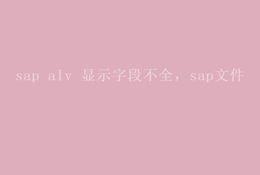 sap alv 显示字段不全，sap文件1