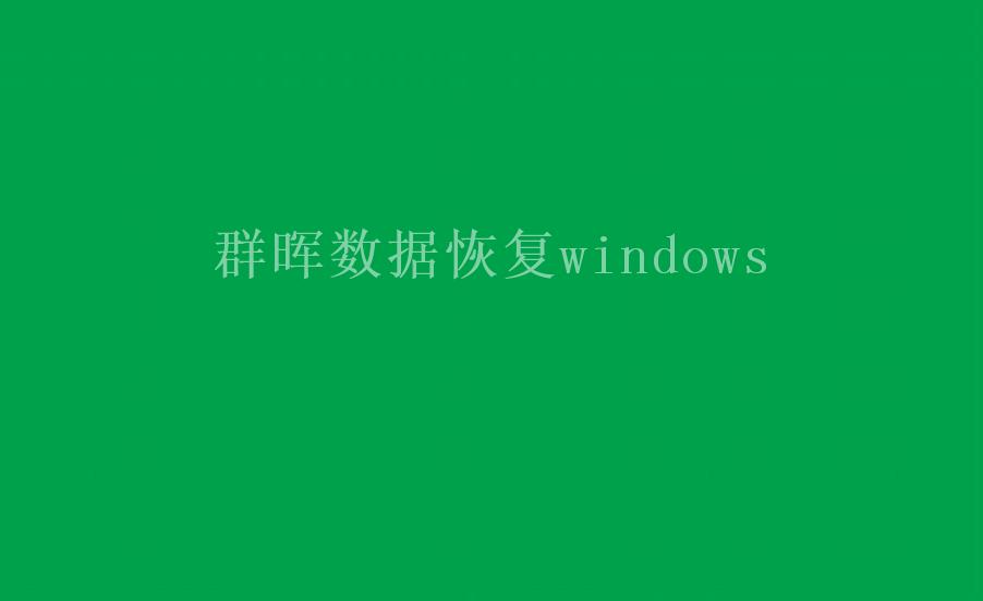 群晖数据恢复windows2