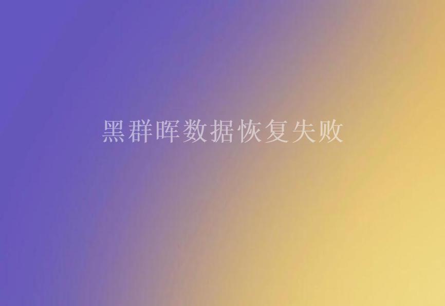 黑群晖数据恢复失败1