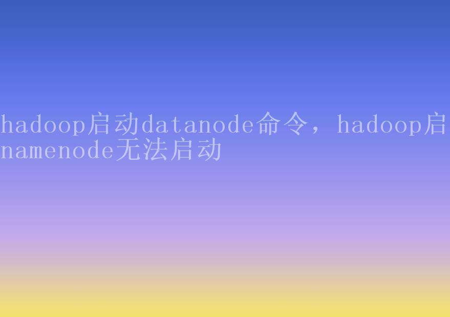 hadoop启动datanode命令，hadoop启动namenode无法启动2
