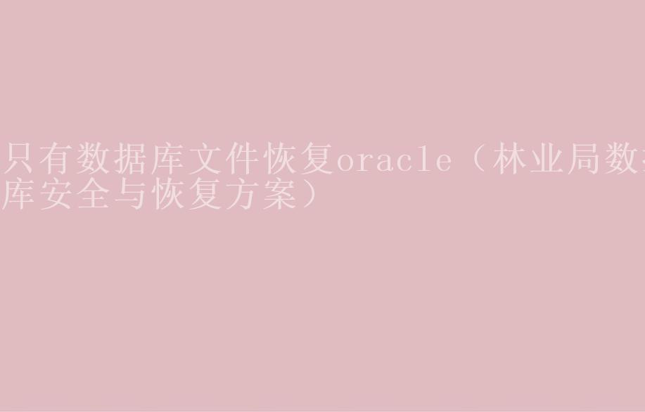 只有数据库文件恢复oracle（林业局数据库安全与恢复方案）1