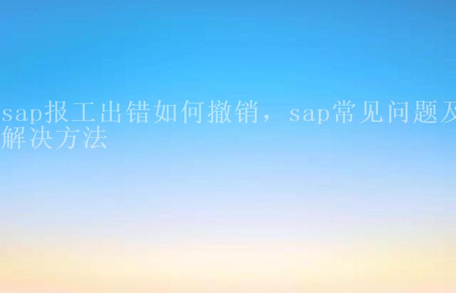 sap报工出错如何撤销，sap常见问题及解决方法2