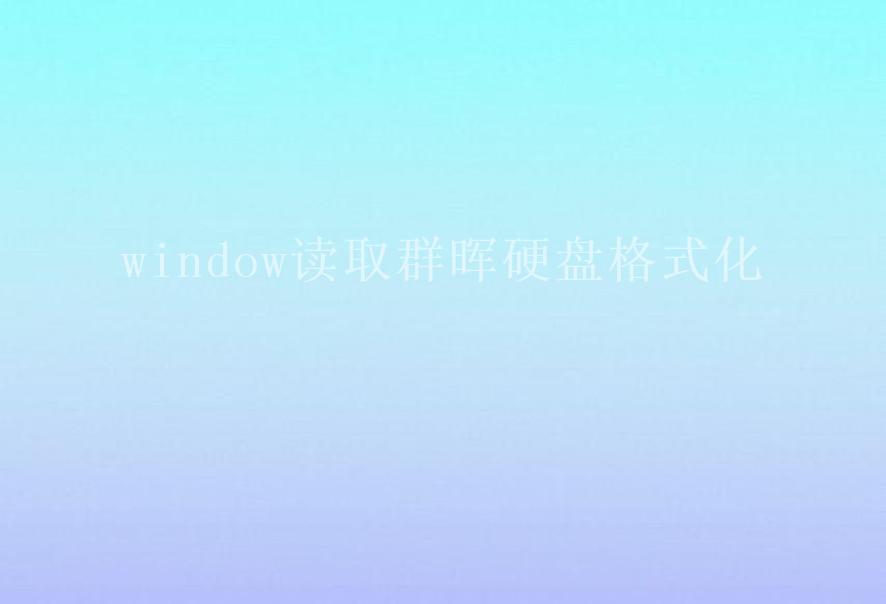 window读取群晖硬盘格式化1