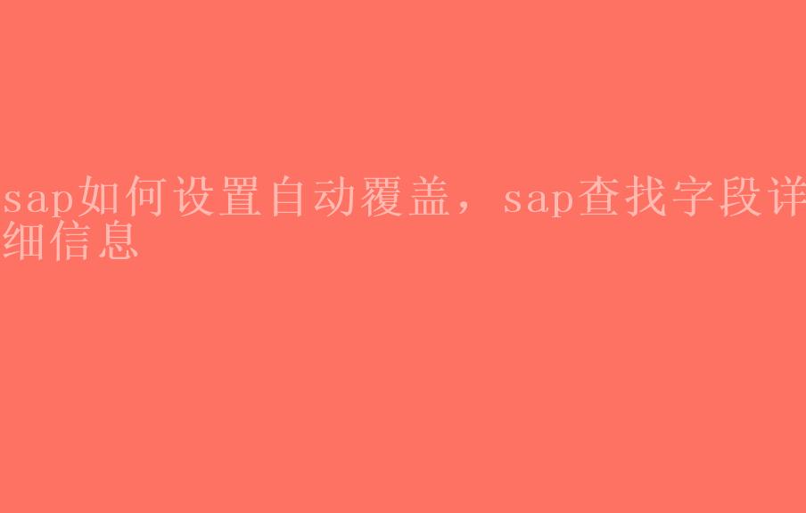 sap如何设置自动覆盖，sap查找字段详细信息2