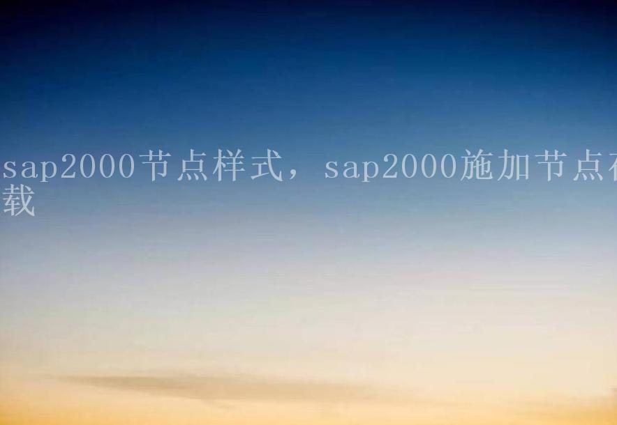 sap2000节点样式，sap2000施加节点荷载1